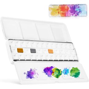 Empty Watercolor Palette with Compartment Storage Paint Mixing Tray for Artists Watercolor Palette for Convenient Mixing and Easy Cleaning for Travel and Outdoor Painting