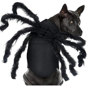 Malier Halloween Dogs Cats Costume Furry Giant Simulation Spider Pets Outfits Cosplay Dress up Costume Halloween Pets Accessories Decoration for Dogs Puppy Cats (Medium) Black