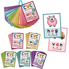 Lachilly Montessori CVC Wordscards Flashcards Short Fowel Reading Letters Forting Word Word English Cards CVC بدءًا من صوتيات Word Builders Toddle