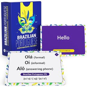 Briston Portuguese Conversational Phrase Flash Cards - 75 Beginner Brazilian Sayings for Travel - Memory and Quick Reference - Educational Language Learning Resource Tool