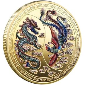 Good Luck to You Chinese Traditional Dragon Phoenix Coin, Lottery Ticket Scratcher Tool - Good Luck Chinese Challenge Coin for Office Fortune
