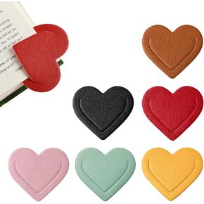 6 Pieces Leather Heart Bookmarks, Cute Corner Page Bookmark, Book Marks Reading Gifts for Women Teachers Students, Book Lovers Accessories for School Office Home Supplies