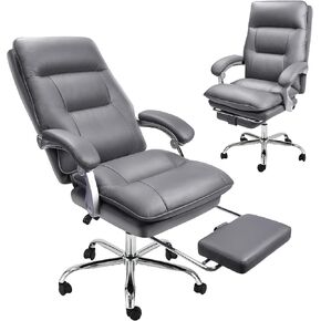 Executive Office Chair with Footrest Reclining Computer Gaming Chairs for Home Office Big and Tall Desk Chair Adjustable PU Leather Ergonomic Work Chair with Linkage Arm 350 LBS