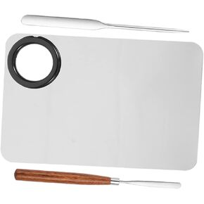 VICASKY 1Set Makeup Foundation Mixing Palette Metal Mixing Tray with Spatula for Easy Pigment Blending for Cosmetics Lipstick Eyeshadow and Nail Polish Mixing