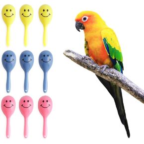 DQITJ 9 Pcs Colourful Mini Ball Sand Hammer Parrot Rattle Shaker Musical Sound Toy Intelligent Sand Hammer Foot Toy for Bird Parrot Cockatiel Conure Lovebird Parakeet Canary (Colors May Vary)