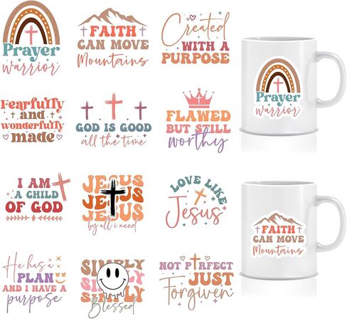12 Sheets UV DTF Cup Wraps for 16 oz,12 Sheets UV DTF Cup Wrap Bible Theme Uvdtf Cup Wraps Waterproof Cup Wraps for Glass Cups Funny UV DTF Transfer Stickers for Cups Furniture in Saudi Arabia
