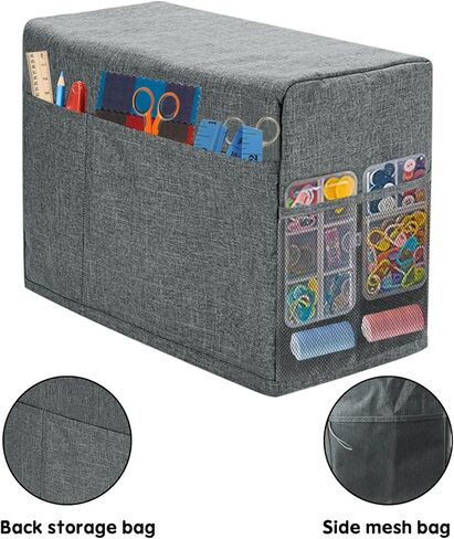 Boczif Sewing Machine Cover with Accessories Storage Pockets and Side Handle, Sewing Dust Cover Compatible with Most Standard Singer Brother Machines(Grey) in Kuwait