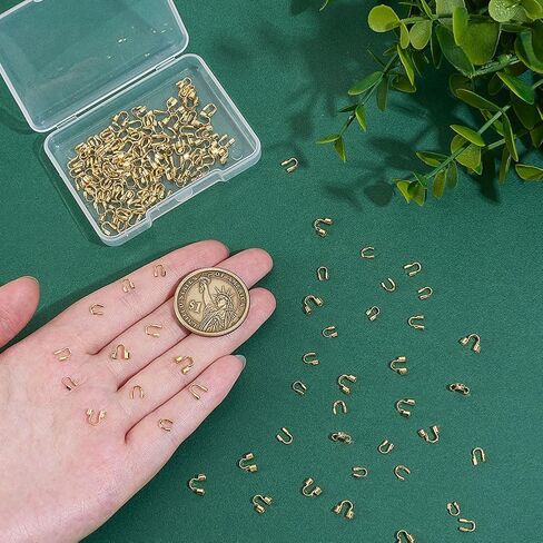 200pcs 18k Gold Brass Wire Guardian U شكل حلقات حارس واقي الخيط نتائج أنبوب الحامي مع فتحة 0.5 مم لتصنيع مجوهر in Kuwait