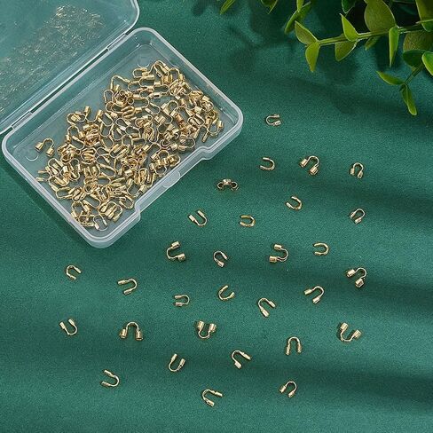 200pcs 18k Gold Brass Wire Guardian U شكل حلقات حارس واقي الخيط نتائج أنبوب الحامي مع فتحة 0.5 مم لتصنيع مجوهر in Kuwait