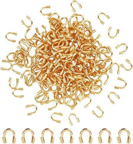 200Pcs 18K Gold Brass Wire Guardian U Shape Wire Guard Loops Thread Protector Tube Findings with 0.5mm Hole for Jewelry Making Earring Bracelets Necklace DIY Craft Accessory Supplies in Kuwait