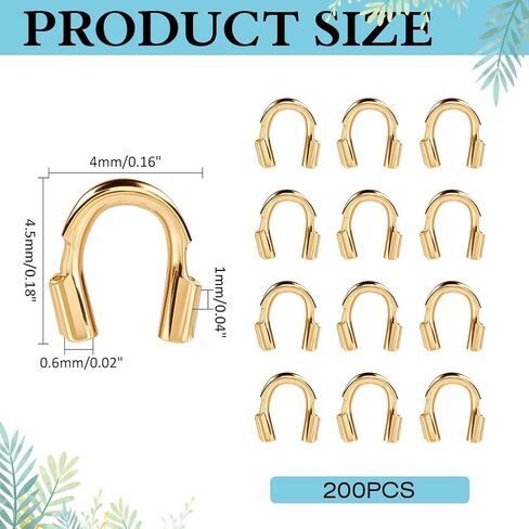 200Pcs 18K Gold Brass Wire Guardian U Shape Wire Guard Loops Thread Protector Tube Findings with 0.5mm Hole for Jewelry Making Earring Bracelets Necklace DIY Craft Accessory Supplies in Kuwait
