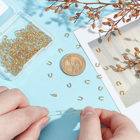 200Pcs 18K Gold Brass Wire Guardian U Shape Wire Guard Loops Thread Protector Tube Findings with 0.5mm Hole for Jewelry Making Earring Bracelets Necklace DIY Craft Accessory Supplies in Kuwait