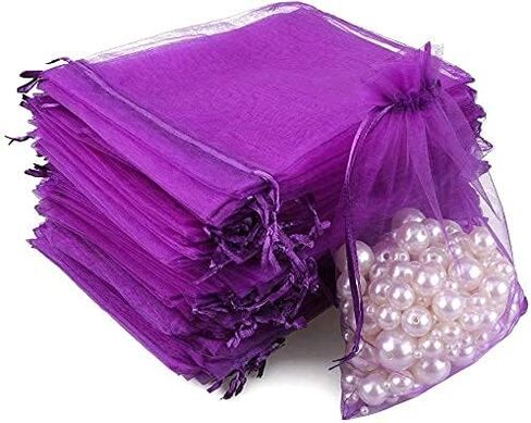 G2PLUS Purple Organza Bags 4x6 in, 100PCS Drawstring Organza Bags, Sheer Mesh Jewelry Pouches, Lavender Wedding Party Festival Gift Bag Candy Pouches for Mother's Day, Party Favors in Kuwait