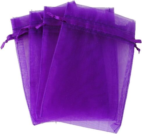 G2PLUS Purple Organza Bags 4x6 in, 100PCS Drawstring Organza Bags, Sheer Mesh Jewelry Pouches, Lavender Wedding Party Festival Gift Bag Candy Pouches for Mother's Day, Party Favors in Kuwait