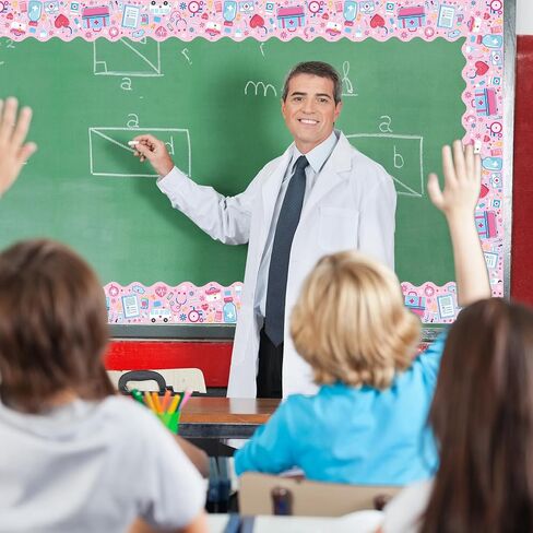69ft Science Bulletin Board Borders - Science Lab Classroom Decor, Back to School Classroom Bulletin Board Decorations, Home Office Door Wall Chalkboard Decor Supplies in Saudi Arabia