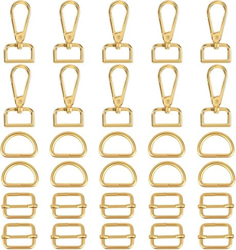 30pcs Swivel Snap Hooks Kit,1/2 Inch Silver Heavy Duty Swivel Snap Hooks with D Ring and Slide Buckle,Purse Hardware for Bag Making,Keychain Making Kit for Keychain Crafts in Saudi Arabia