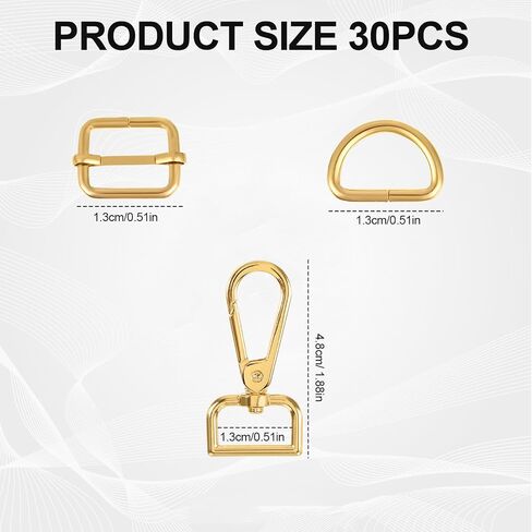 30pcs Swivel Snap Hooks Kit,1/2 Inch Silver Heavy Duty Swivel Snap Hooks with D Ring and Slide Buckle,Purse Hardware for Bag Making,Keychain Making Kit for Keychain Crafts in Saudi Arabia