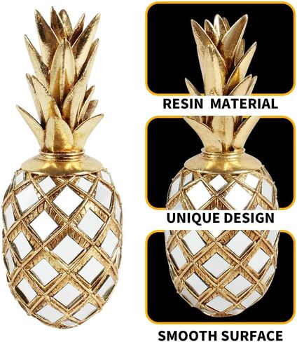 Gold Pineapple Sculpture Decoration Resin Pineapple Statues with Mirror,Home & Tabletop Fruit Decor Ornament Stylish Party Decor Gift Idea in Saudi Arabia