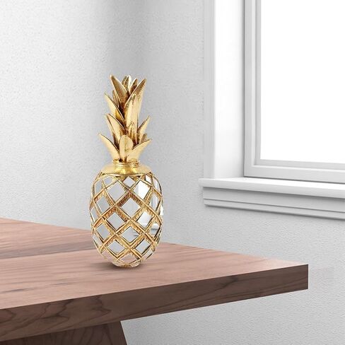 Gold Pineapple Sculpture Decoration Resin Pineapple Statues with Mirror,Home & Tabletop Fruit Decor Ornament Stylish Party Decor Gift Idea in Saudi Arabia