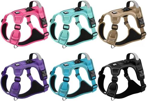 Dog Harness Sized, No Pull Pet Harness with 3 Buckles, Adjustable Soft Padded Pooch Vest with Instant Control Handle, Easy Walking Reflective Pet Vest for Dogs (Black, Medium) in Saudi Arabia