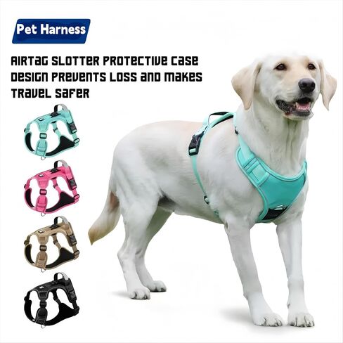 Dog Harness Sized, No Pull Pet Harness with 3 Buckles, Adjustable Soft Padded Pooch Vest with Instant Control Handle, Easy Walking Reflective Pet Vest for Dogs (Black, Medium) in Saudi Arabia