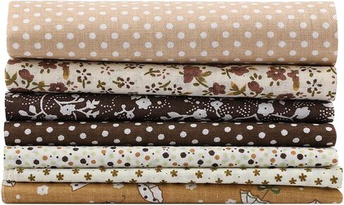 Walfront Soft 7pcs Cotton Fabric Bedding Bedding Cotton Fabric, PreCut Cotton Fabric Bedding Kit Bundle - PreCut Squares for Home Decoration, Crafting - Rounded Smooth Design (#1) in Saudi Arabia