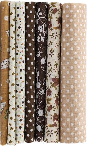 Walfront Soft 7pcs Cotton Fabric Bedding Bedding Cotton Fabric, PreCut Cotton Fabric Bedding Kit Bundle - PreCut Squares for Home Decoration, Crafting - Rounded Smooth Design (#1) in Saudi Arabia