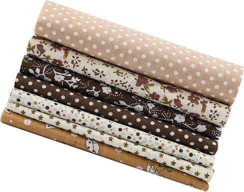 Walfront Soft 7pcs Cotton Fabric Bedding Bedding Cotton Fabric, PreCut Cotton Fabric Bedding Kit Bundle - PreCut Squares for Home Decoration, Crafting - Rounded Smooth Design (#1) in Saudi Arabia