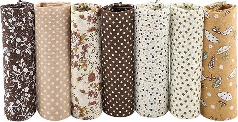 Walfront Soft 7pcs Cotton Fabric Bedding Bedding Cotton Fabric, PreCut Cotton Fabric Bedding Kit Bundle - PreCut Squares for Home Decoration, Crafting - Rounded Smooth Design (#1) in Saudi Arabia