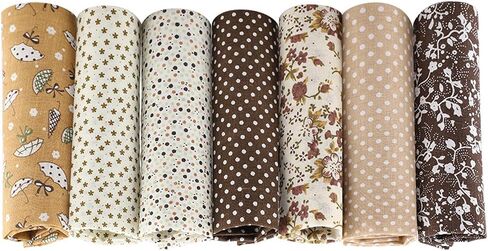 Walfront Soft 7pcs Cotton Fabric Bedding Bedding Cotton Fabric, PreCut Cotton Fabric Bedding Kit Bundle - PreCut Squares for Home Decoration, Crafting - Rounded Smooth Design (#1) in Saudi Arabia