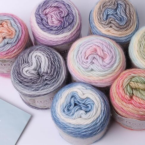 Ombre Yarn for Crocheting - 4x100g Soft 60% Cotton 30% Acrylic 10% Wool Yarn - 962 Yds Gradient Cake Yarns for Knitting Shawls Blankets Sweater with 2 Crochet Hooks (4, Purple Gradient) in Saudi Arabia