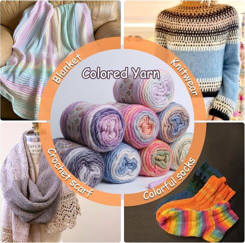 Ombre Yarn for Crocheting - 4x100g Soft 60% Cotton 30% Acrylic 10% Wool Yarn - 962 Yds Gradient Cake Yarns for Knitting Shawls Blankets Sweater with 2 Crochet Hooks (4, Purple Gradient) in Saudi Arabia