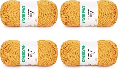 Aeelike Cotton Yarn for Crocheting, 4 PCS Cotton Yarns (Each Skein 50 g /1.76 oz, 125 m 136.7 Yards) for Making Baby Clothes DIY Crafts,Soft & Comfortable, White in Saudi Arabia