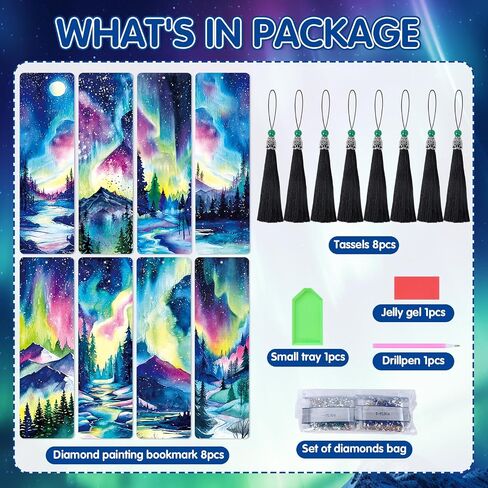 Sitsink Aurora Diamond Art Lundmarks - 8 PCS Diamond Painting Laink Stowers Northern Polar Light in Saudi Arabia