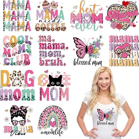 12 ورقة معلم الحديد على التحويلات للقمصان ، نقل زهرة قوس قزح DTF جاهزة للضغط على نقل الحرارة فينيل ، الحديد على شارات البقع لوسادة الملابس تغطي حقيبة ظهر حقيبة ظهر DIY in Saudi Arabia