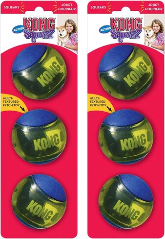 لعبة Kong Squeezz Ball Dog Toy-كرة نطاط متينة مع صرير مدمج-رائع لجلب ومضغ-تحفز اللعب والتمرين (الأزرق ، المتوسط ​​(6 عبوات)) in Saudi Arabia