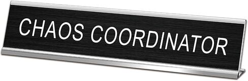 Chaos Coordinator Novelty Nameplate Office Decor, Funny Desk Signs Black Desk Plaque for Women Men Coworker Gift Office Home Supply Accessories 10 x 2" in Saudi Arabia