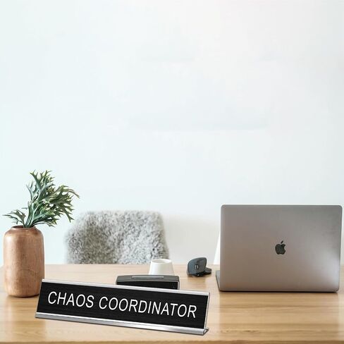 Chaos Coordinator Novelty Nameplate Office Decor, Funny Desk Signs Black Desk Plaque for Women Men Coworker Gift Office Home Supply Accessories 10 x 2" in Saudi Arabia