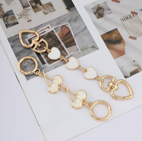 2Pcs Purse Extender Chain Gold Bag Extender Chain Purse Strap Extender Purse Accessories Bag Charms for Handbags(Brown Heart/Cherry) in Saudi Arabia