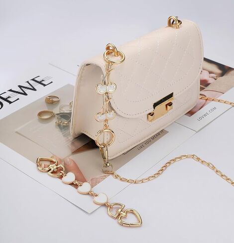 2Pcs Purse Extender Chain Gold Bag Extender Chain Purse Strap Extender Purse Accessories Bag Charms for Handbags(Brown Heart/Cherry) in Saudi Arabia