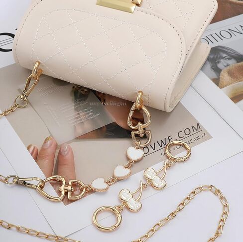 2Pcs Purse Extender Chain Gold Bag Extender Chain Purse Strap Extender Purse Accessories Bag Charms for Handbags(Brown Heart/Cherry) in Saudi Arabia