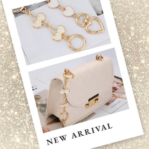 2Pcs Purse Extender Chain Gold Bag Extender Chain Purse Strap Extender Purse Accessories Bag Charms for Handbags(Brown Heart/Cherry) in Saudi Arabia