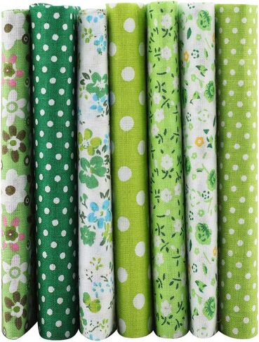 7pcs 5050cm Cotton Quilting Fabric DIY Assorted Se Squares PreCut Quarters Bundle Patchwork Home Textile for Sewing Quilting (Green Series) in Saudi Arabia