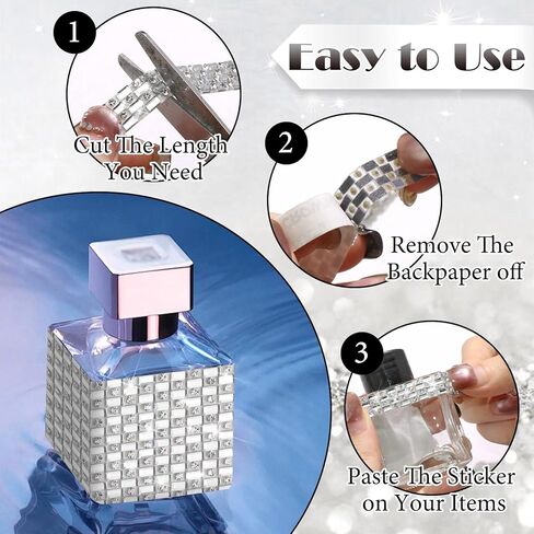 FULZTEY Bling Rhinestone Ribbon Self Adhesive,1 CM Width Gem Strips for DIY Crafts,Royal Blue Diamond Tape Roll Sticker,Glitter 3 Yards Crystal Ribbon for Car Art Wedding Party Decoration in Kuwait