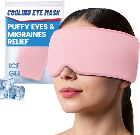 عبوة من قطعتين من أقنعة العين من جل التبريد للضغط البارد والدافئ، قناع النوم البارد للعيون المنتفخة والهالات السوداء وتخفيف الصداع النصفي والصداع، جل سميك ناعم لراحة طويلة الأمد لإجهاد العين، (أسود، أزرق) in Kuwait