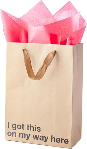 MilkToast Brands Funny Gift Bag 11 x 8 x 4 inch – Brown Kraft Paper Bag with 'I tried' Print – Gag Gift Wrap for Birthdays, Holidays, Office Parties – Party Gift Wrap for Mother's Day, Father's Day in Kuwait