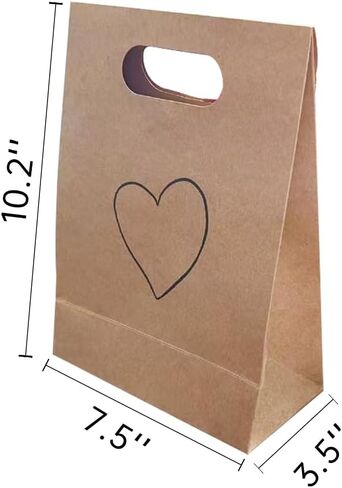 4 Pack Eco-Friendly Kraft Mom's Gift Bags – Birthday Party, Baby & Bridal Shower Favors | Extra Sturdy 250 GSM, Vintage Flap Lid with Hand-Painted Hearts, Pink Bows – Reusable Decorative Bags for Women Gifts in Saudi Arabia
