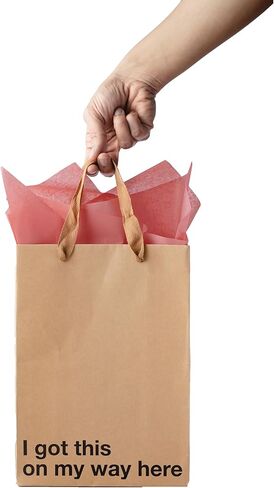 MilkToast Brands Funny Gift Bag 11 x 8 x 4 inch – Brown Kraft Paper Bag with 'I tried' Print – Gag Gift Wrap for Birthdays, Holidays, Office Parties – Party Gift Wrap for Mother's Day, Father's Day in Kuwait