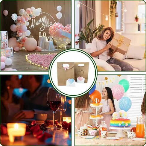 4 Pack Eco-Friendly Kraft Mom's Gift Bags – Birthday Party, Baby & Bridal Shower Favors | Extra Sturdy 250 GSM, Vintage Flap Lid with Hand-Painted Hearts, Pink Bows – Reusable Decorative Bags for Women Gifts in Saudi Arabia