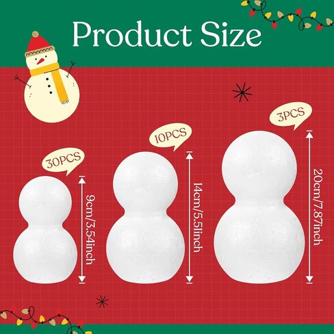 10Pcs Foam Snowman Foam Balls Ornaments Funny Handmade DIY Crafts Christmas Crafts for Festival Projects Nursery Party Winter, 14cm in Kuwait